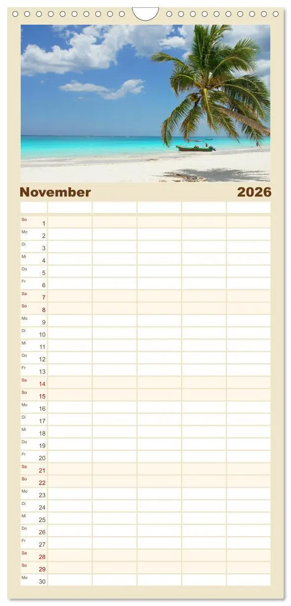 Bild: 9783516520552 | Familienplaner 2026 - Die schönsten Strände Karibik mit 5 Spalten...