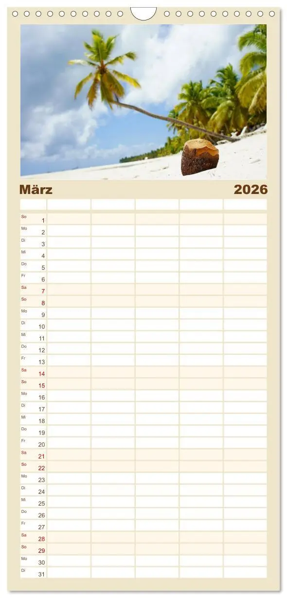 Bild: 9783516520552 | Familienplaner 2026 - Die schönsten Strände Karibik mit 5 Spalten...