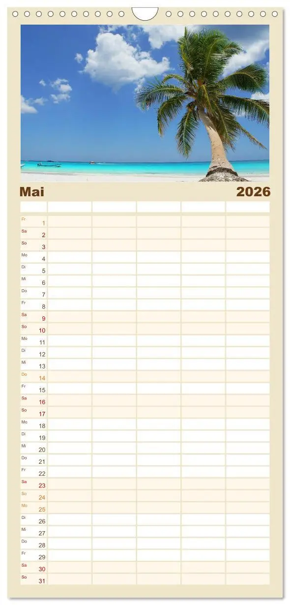 Bild: 9783516520552 | Familienplaner 2026 - Die schönsten Strände Karibik mit 5 Spalten...