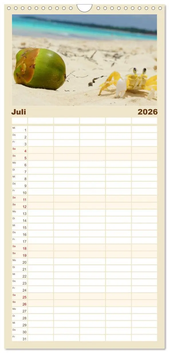 Bild: 9783516520552 | Familienplaner 2026 - Die schönsten Strände Karibik mit 5 Spalten...