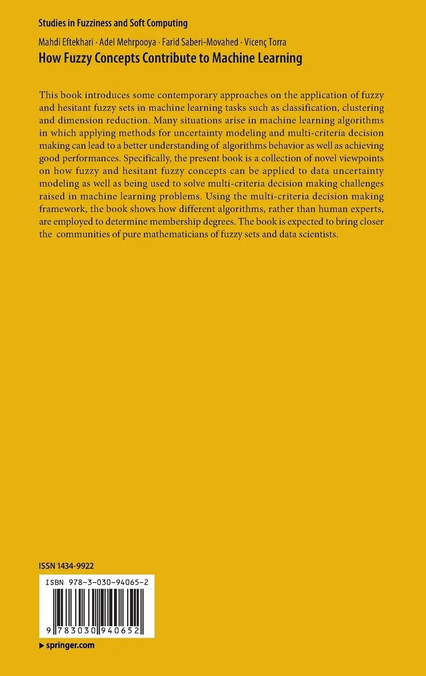 Rückseite: 9783030940652 | How Fuzzy Concepts Contribute to Machine Learning | Eftekhari (u. a.)