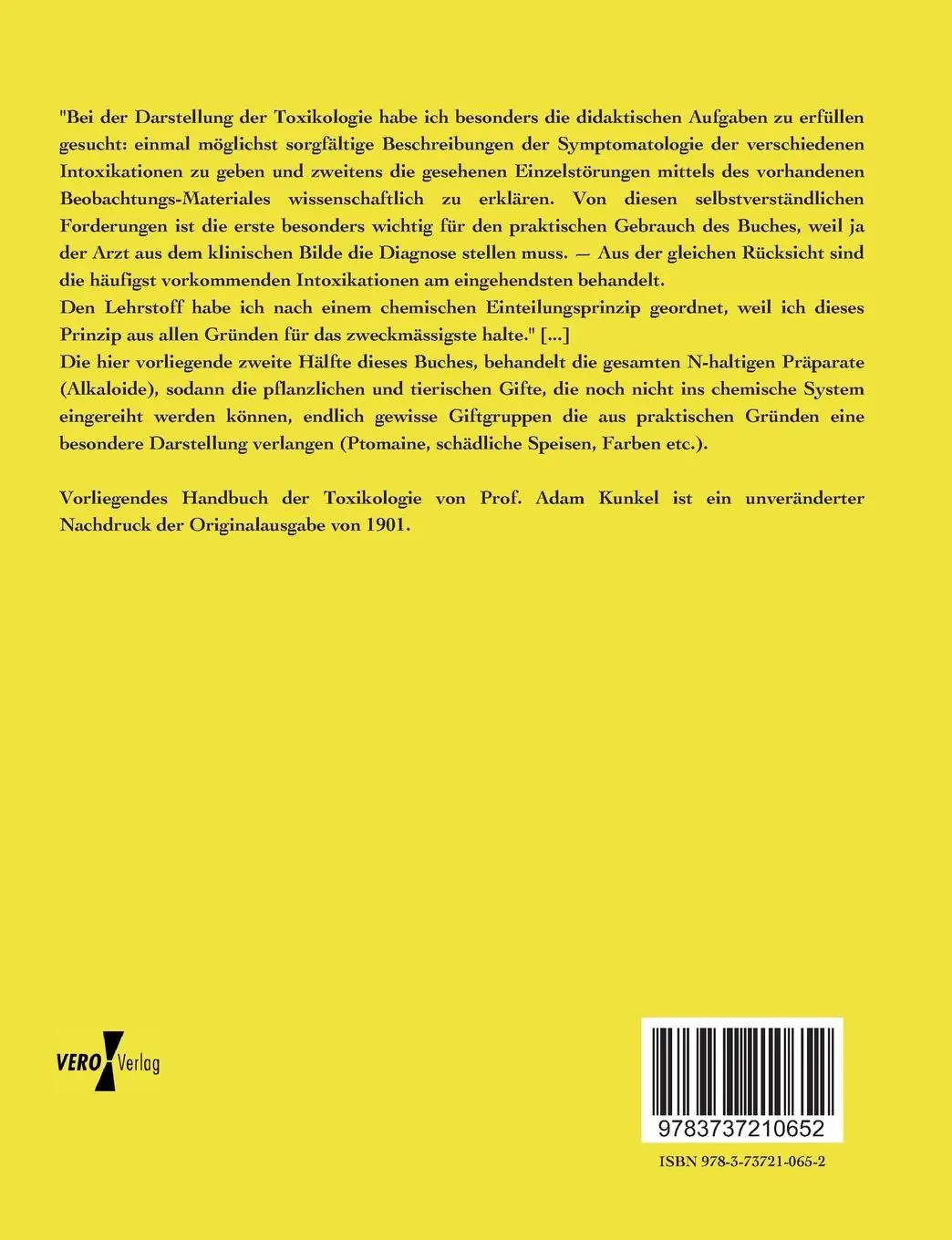 Rückseite: 9783737210652 | Handbuch der Toxikologie | Zweiter Band | Adam Joseph Kunkel | Buch