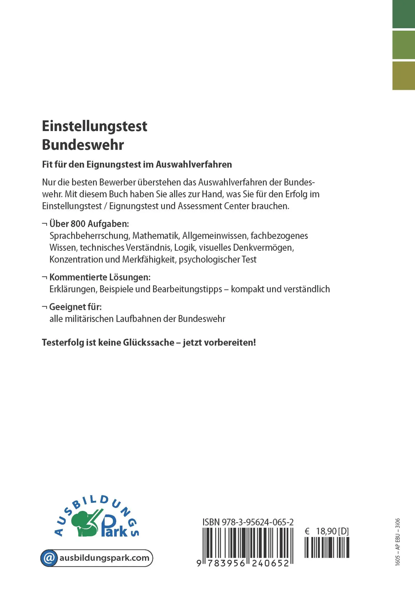 Rückseite: 9783956240652 | Einstellungstest Bundeswehr | Kurt Guth (u. a.) | Taschenbuch | 308 S.