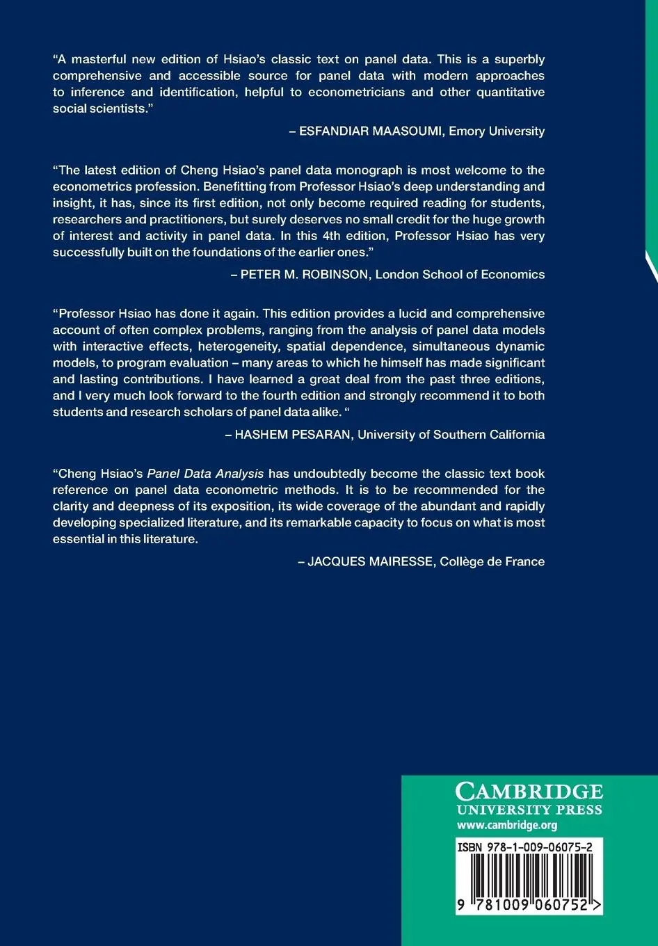 Rückseite: 9781009060752 | Analysis of Panel Data | Cheng Hsiao | Taschenbuch | Englisch | 2022