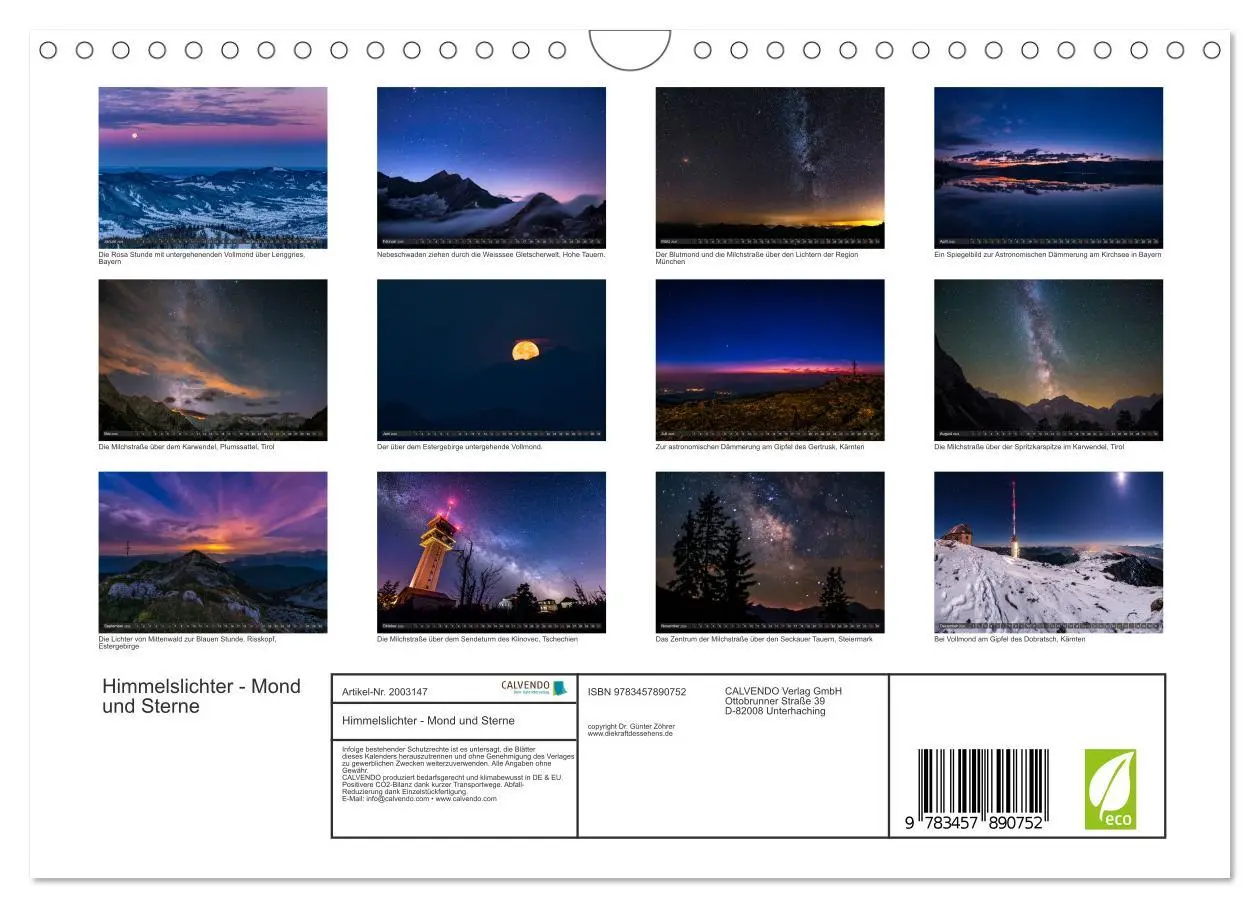Bild: 9783457890752 | Himmelslichter - Mond und Sterne (Wandkalender 2026 DIN A4 quer),...