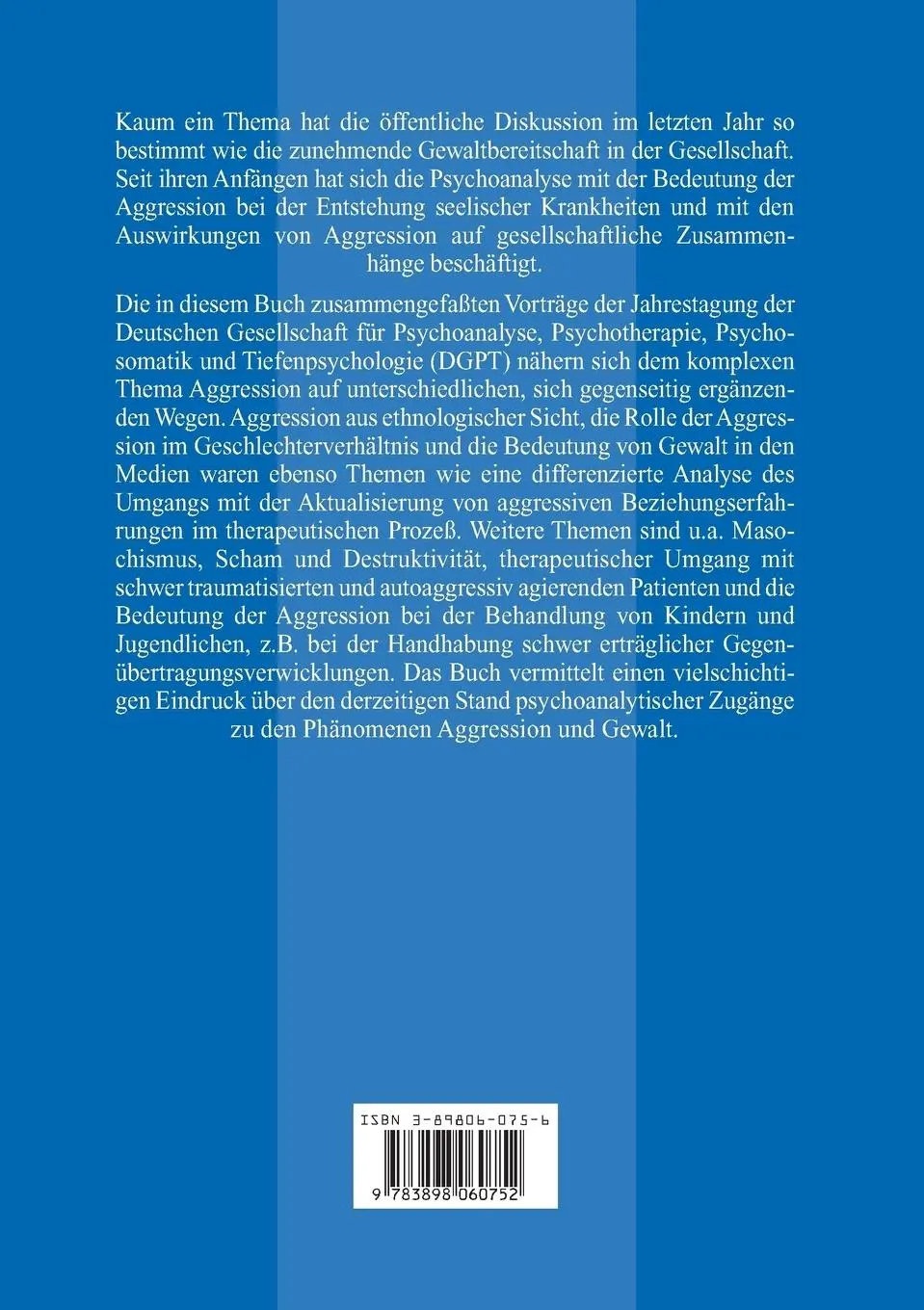 Rückseite: 9783898060752 | Aggression und seelische Krankheit | Karin Bell | Taschenbuch | 406 S.