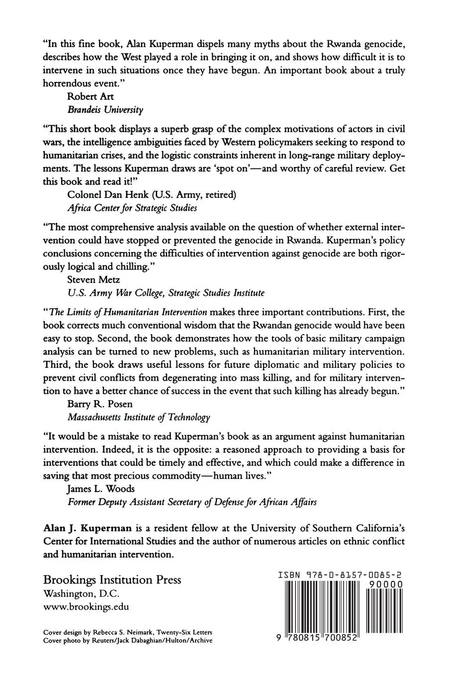 Rückseite: 9780815700852 | Limits of Humanitarian Intervention | Genocide in Rwanda | Kuperman