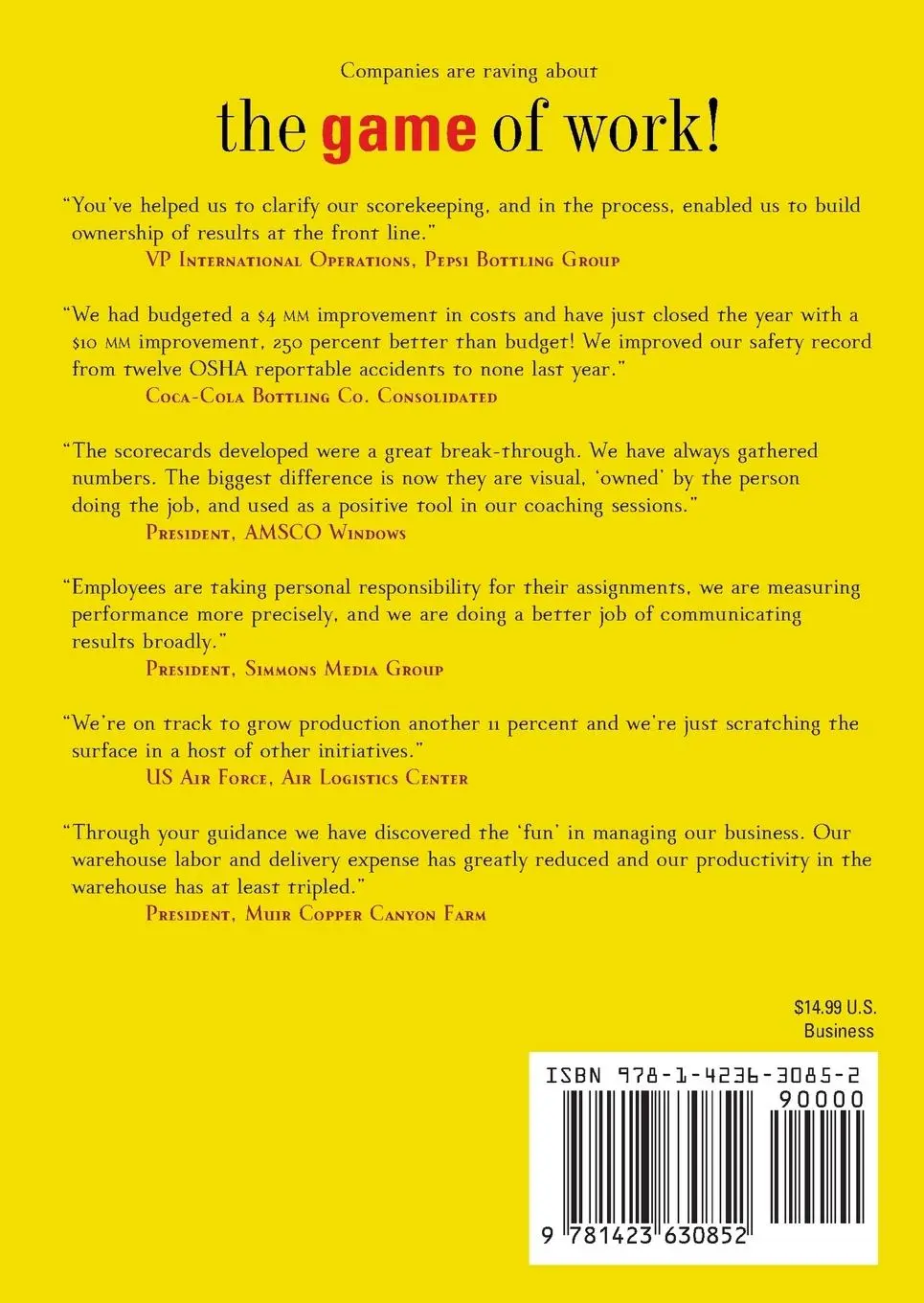Rückseite: 9781423630852 | Game of Work | Charles A Coonradt | Taschenbuch | Englisch | 2024