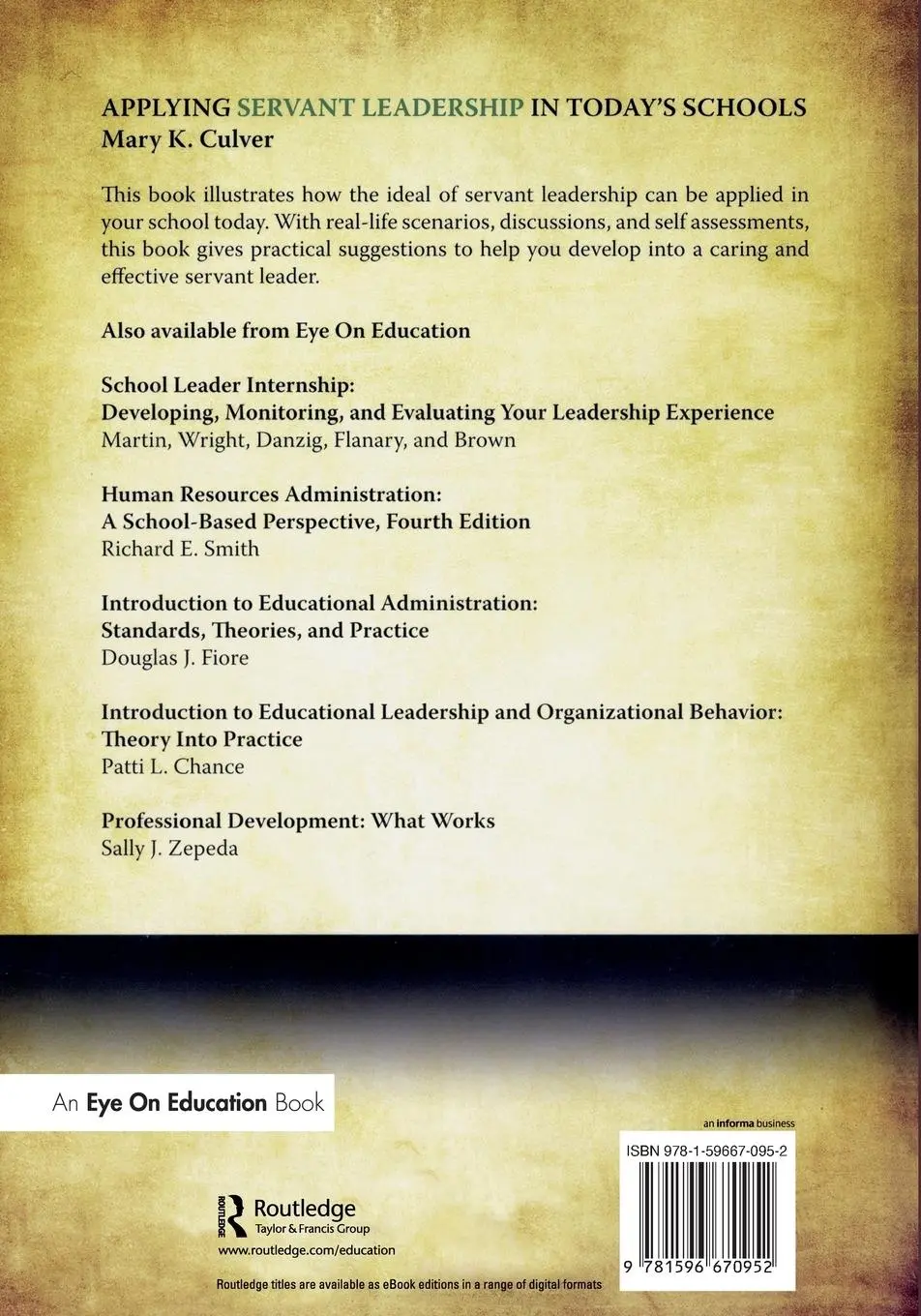 Rückseite: 9781596670952 | Applying Servant Leadership in Today's Schools | Mary Culver | Buch
