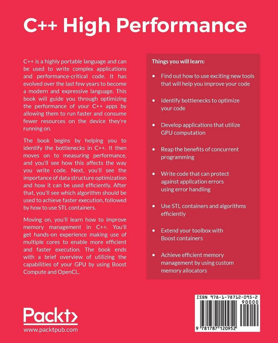 Rückseite: 9781787120952 | C++ High Performance | Viktor Sehr (u. a.) | Taschenbuch | Englisch