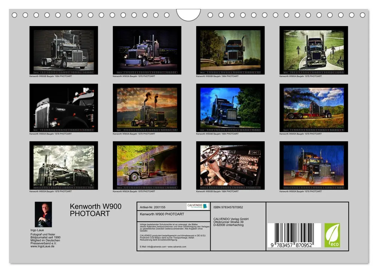 Bild: 9783457870952 | Kenworth W900 PHOTOART (Wandkalender 2026 DIN A4 quer), CALVENDO...