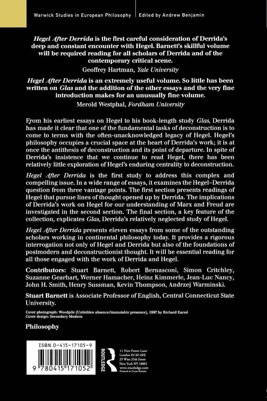 Rückseite: 9780415171052 | Hegel After Derrida | Stuart Barnett | Taschenbuch | Englisch | 1998