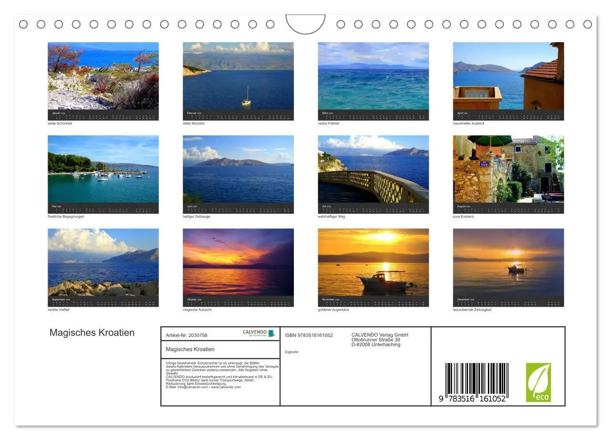 Bild: 9783516161052 | Magisches Kroatien (Wandkalender 2026 DIN A4 quer), CALVENDO...