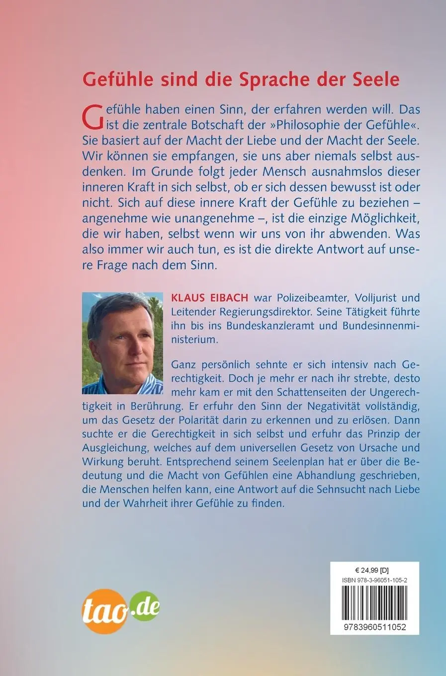 Rückseite: 9783960511052 | Philosophie der Gefühle | Klaus Eibach | Buch | 340 S. | Deutsch