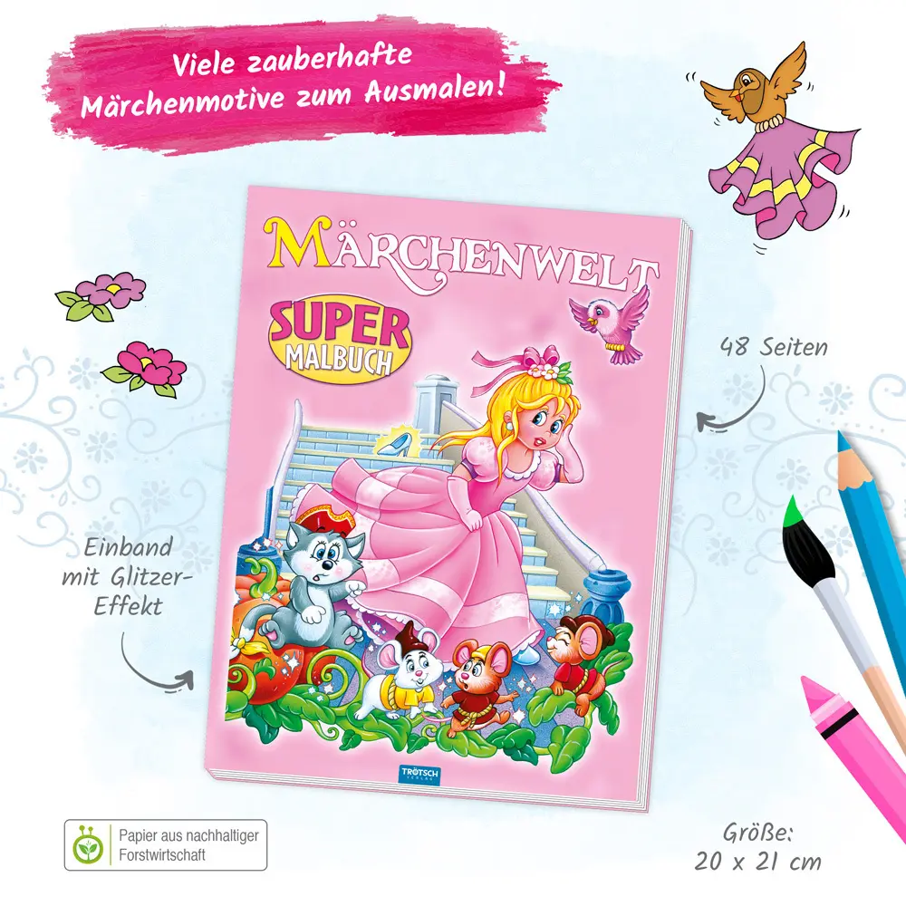 Bild: 9783988021052 | TRÖTSCH - Supermalbuch Märchenwelt Zauberhaftes Malbuch mit 48...