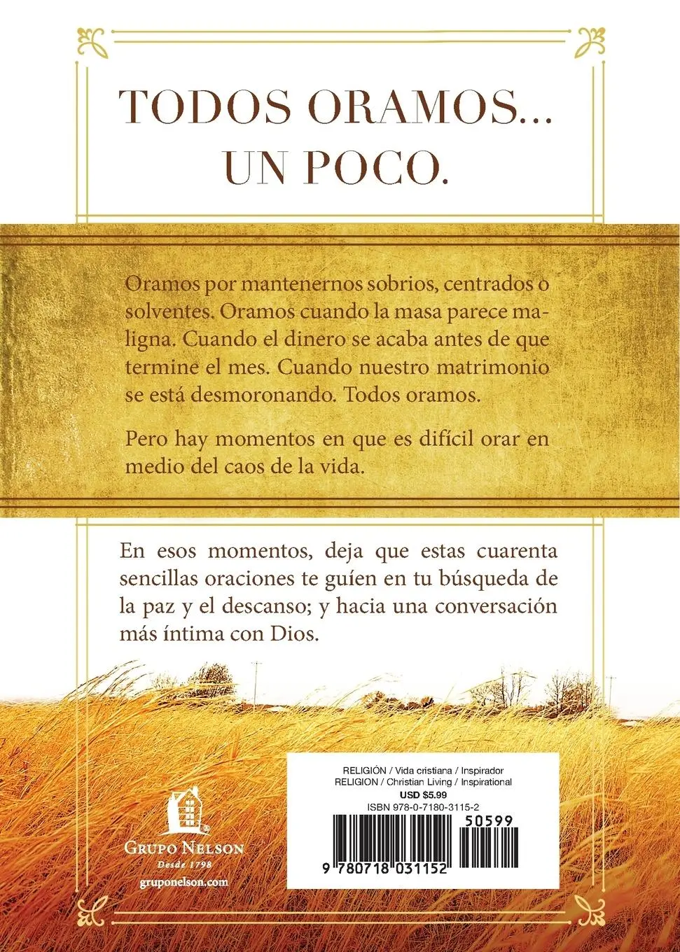 Rückseite: 9780718031152 | 40 oraciones sencillas que traen paz y descanso | Max Lucado | Buch