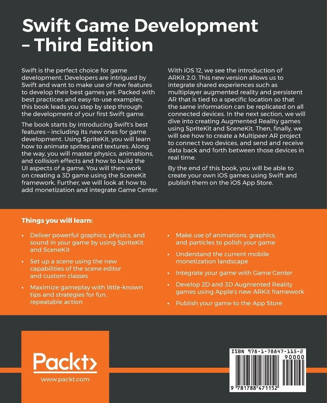 Rückseite: 9781788471152 | Swift Game Development - Third Edition | Siddharth Shekar (u. a.)