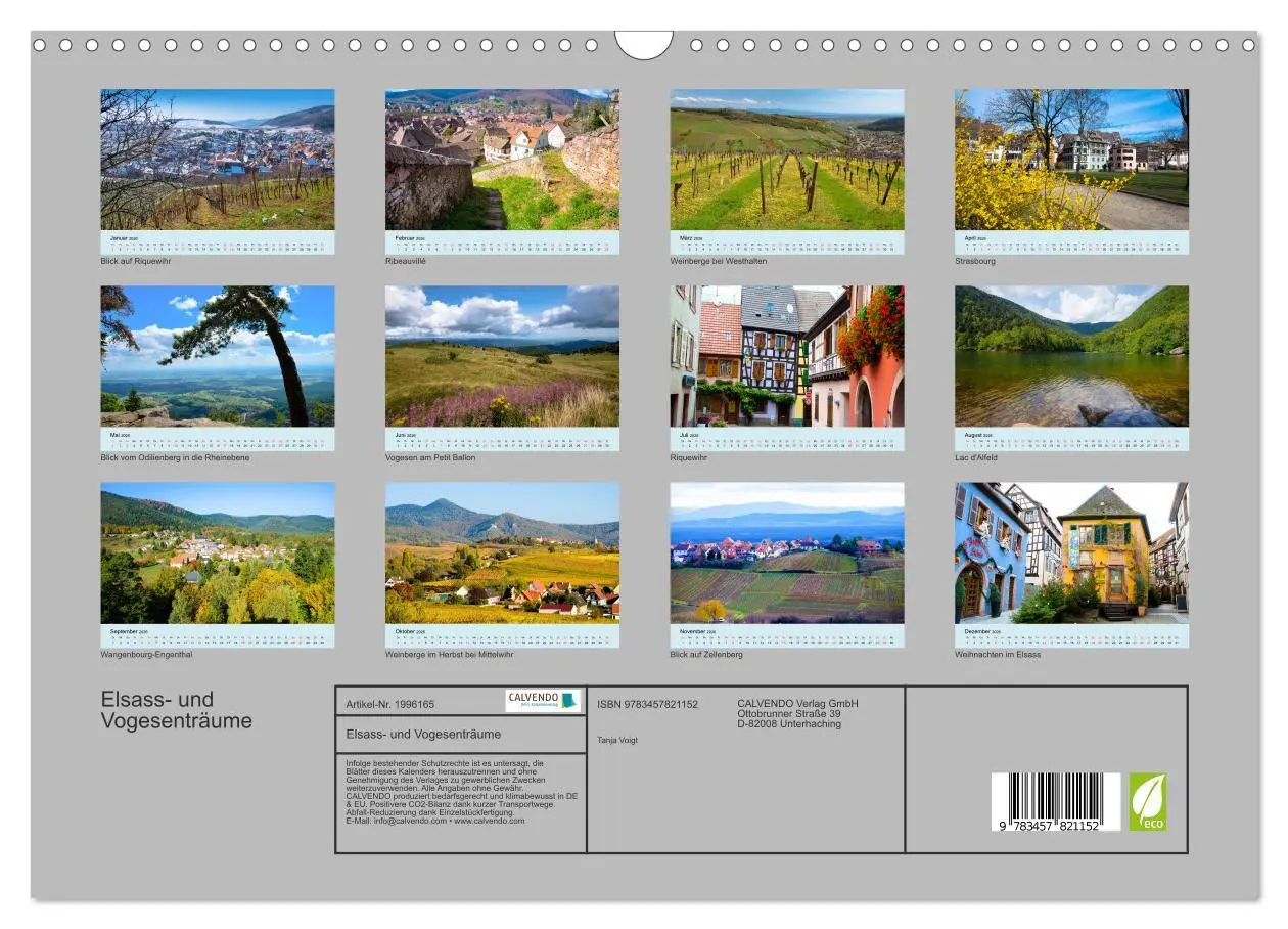 Bild: 9783457821152 | Elsass- und Vogesenträume (Wandkalender 2026 DIN A3 quer), CALVENDO...