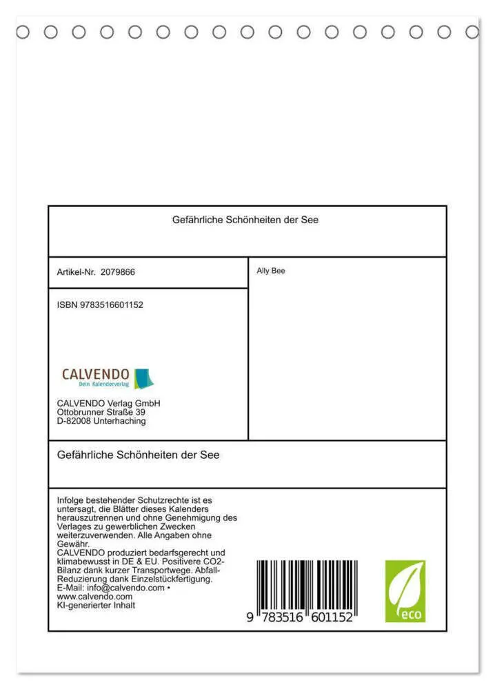 Bild: 9783516601152 | Gefährliche Schönheiten der See (Tischkalender 2026 DIN A5 hoch),...