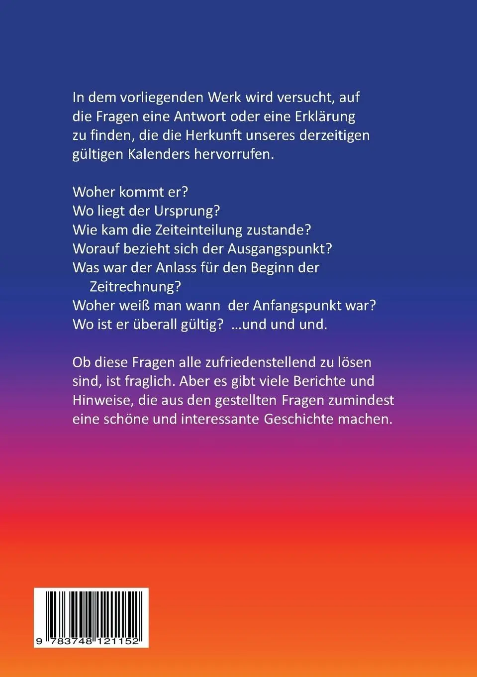 Rückseite: 9783748121152 | Der Zeitpunkt der Geburt Christi und unser Kalender | Zimmermann