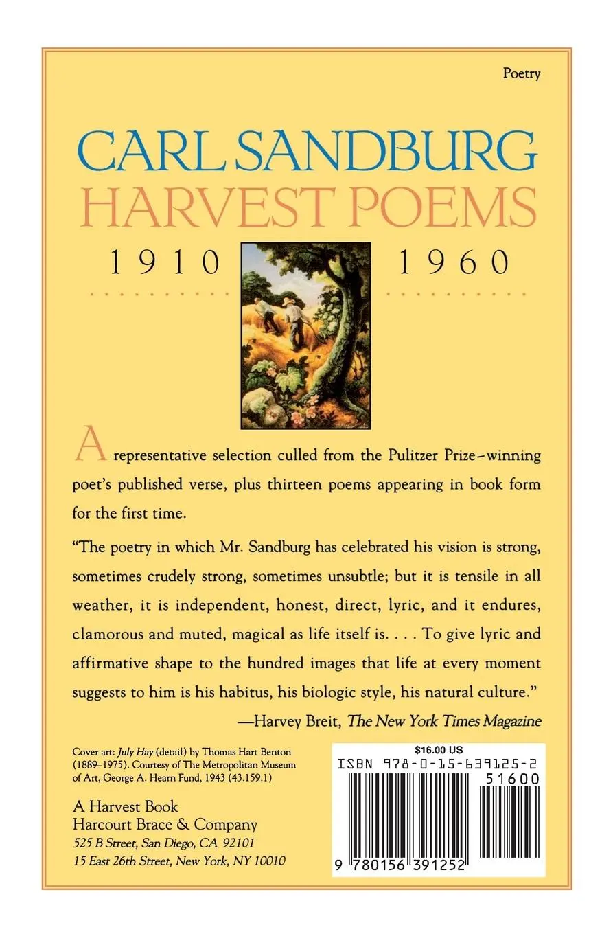 Rückseite: 9780156391252 | HARVEST POEMS 1910-1960 | Carl Sandburg | Taschenbuch | Englisch
