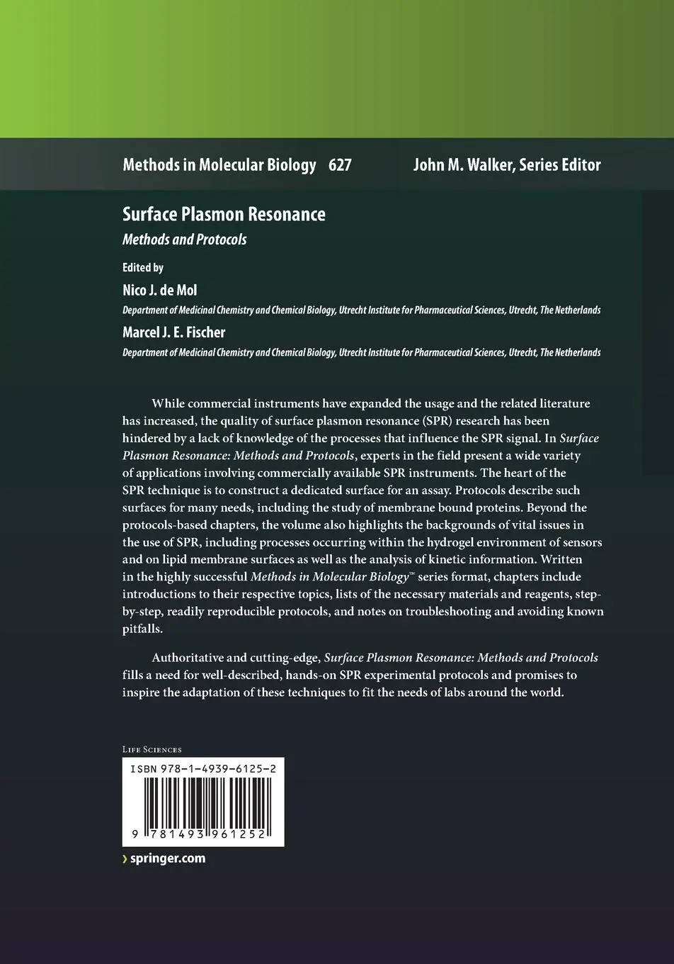 Rückseite: 9781493961252 | Surface Plasmon Resonance | Methods and Protocols | Mol (u. a.) | Buch