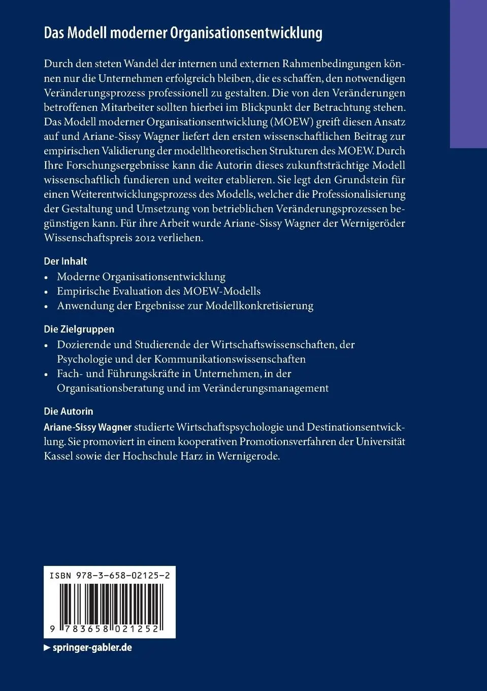Rückseite: 9783658021252 | Das Modell moderner Organisationsentwicklung | Ariane-Sissy Wagner