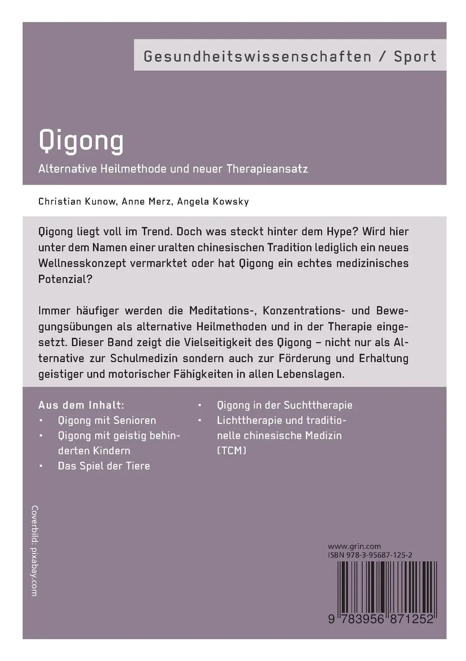 Rückseite: 9783956871252 | Qigong - Alternative Heilmethode und neuer Therapieansatz | Buch