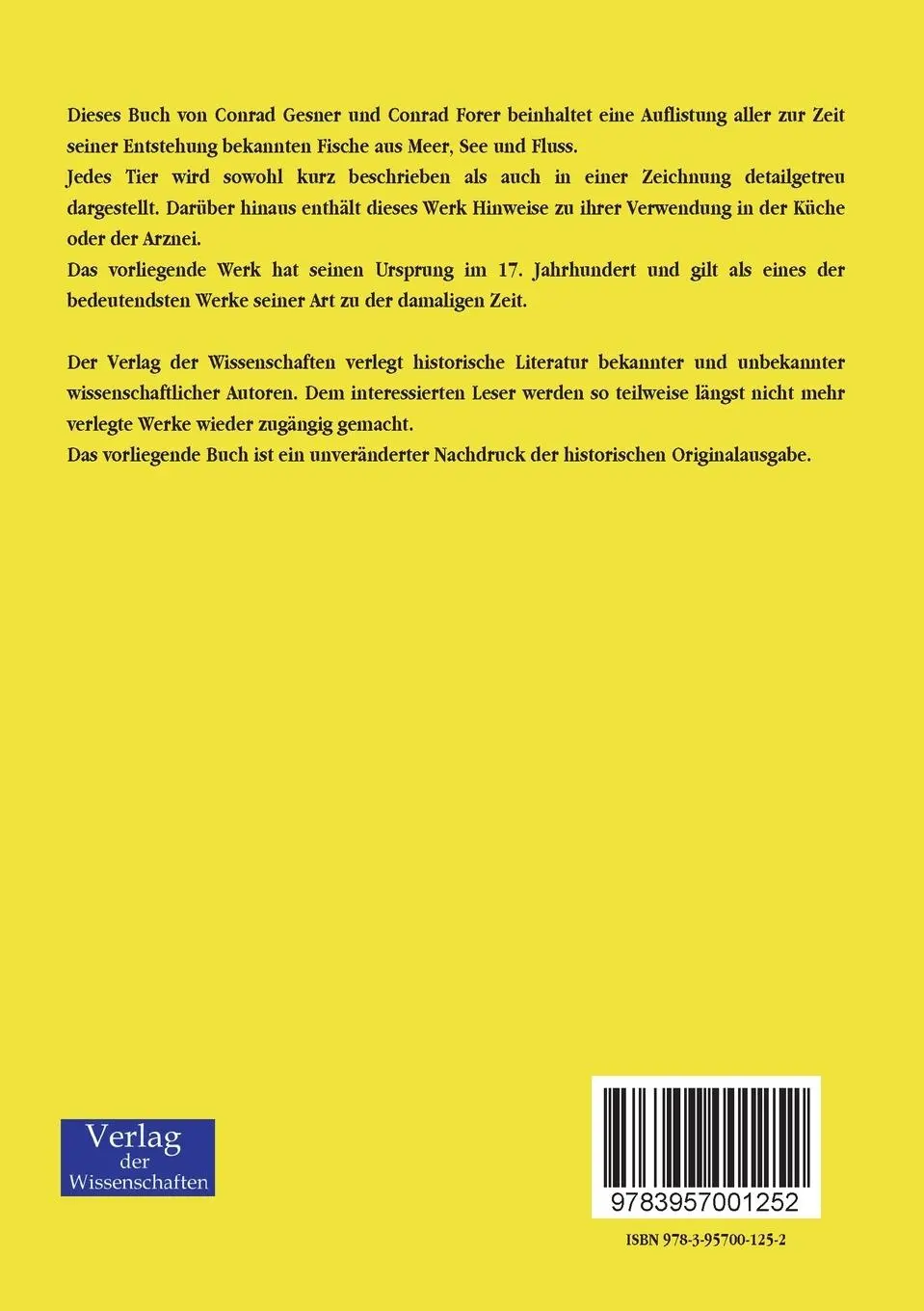 Rückseite: 9783957001252 | Beschreibung aller Fische | Conrad Gesner (u. a.) | Taschenbuch | 2019
