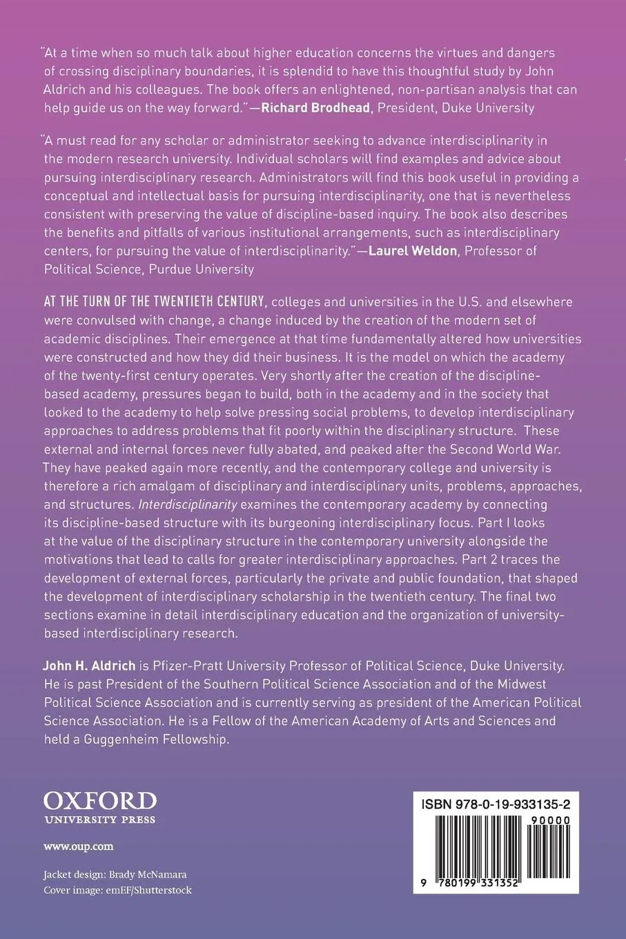 Rückseite: 9780199331352 | Interdisciplinarity | Its Role in a Discipline-Based Academy | Aldrich