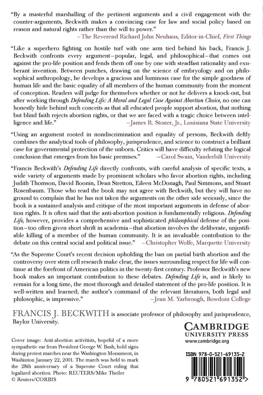 Rückseite: 9780521691352 | Defending Life | A Moral and Legal Case Against Abortion Choice | Buch
