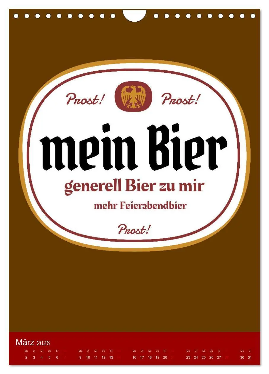 Bild: 9783516371352 | BIER Wandkalender -Trinken mit Stil (Wandkalender 2026 DIN A4...