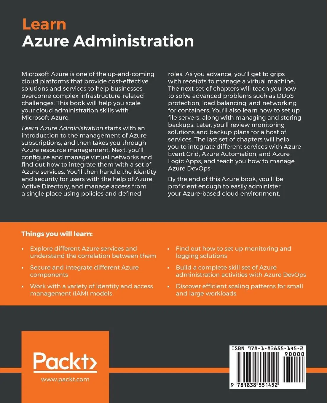 Rückseite: 9781838551452 | Learn Azure Administration | Kamil Mrzyg¿ód | Taschenbuch | Englisch