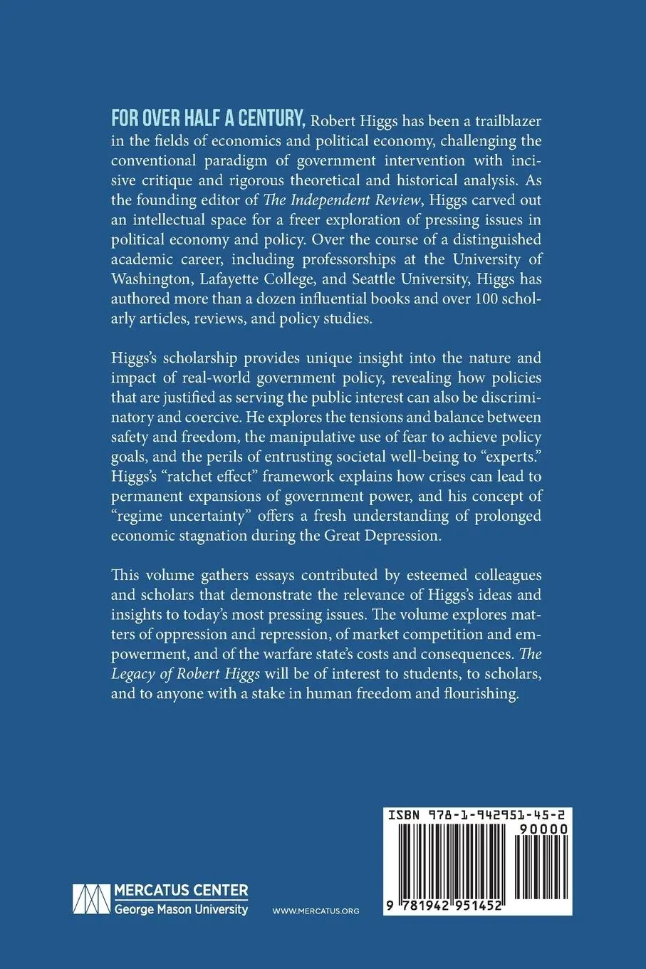 Rückseite: 9781942951452 | The Legacy of Robert Higgs | Christopher J. Coyne | Taschenbuch | 2024