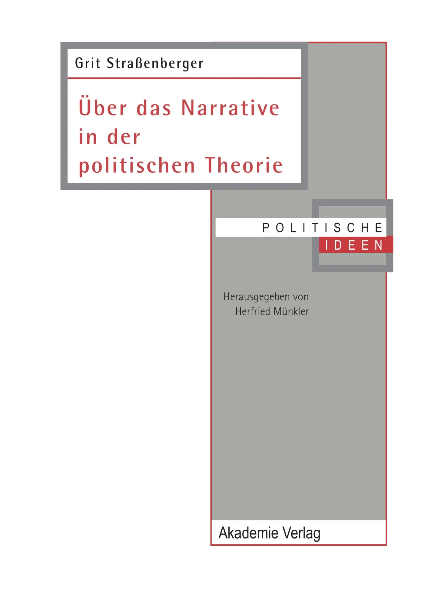 Cover: 9783050041452 | Über das Narrative in der politischen Theorie | Grit Straßenberger