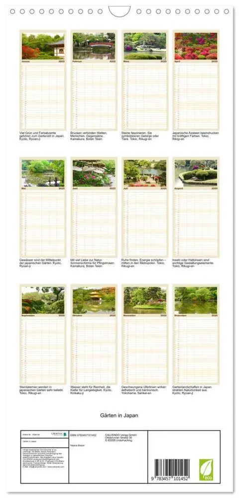 Bild: 9783457101452 | Familienplaner 2025 - Gärten in Japan mit 5 Spalten (Wandkalender,...