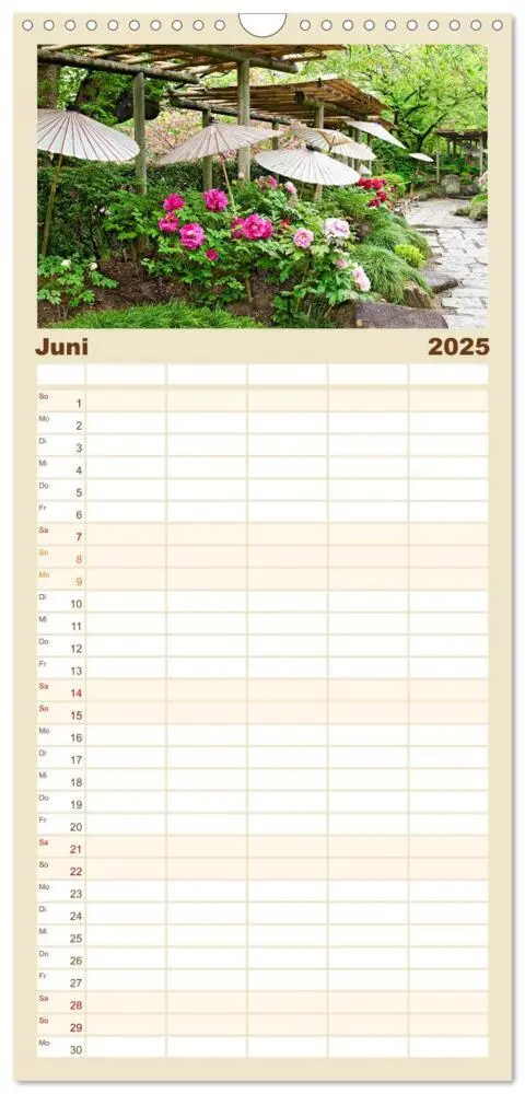Bild: 9783457101452 | Familienplaner 2025 - Gärten in Japan mit 5 Spalten (Wandkalender,...