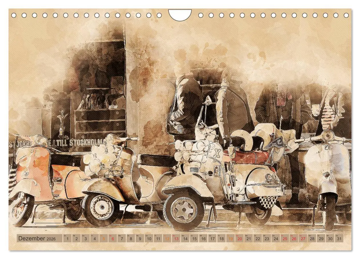 Bild: 9783457721452 | Mototrroller - Vesparade (Wandkalender 2026 DIN A4 quer), CALVENDO...
