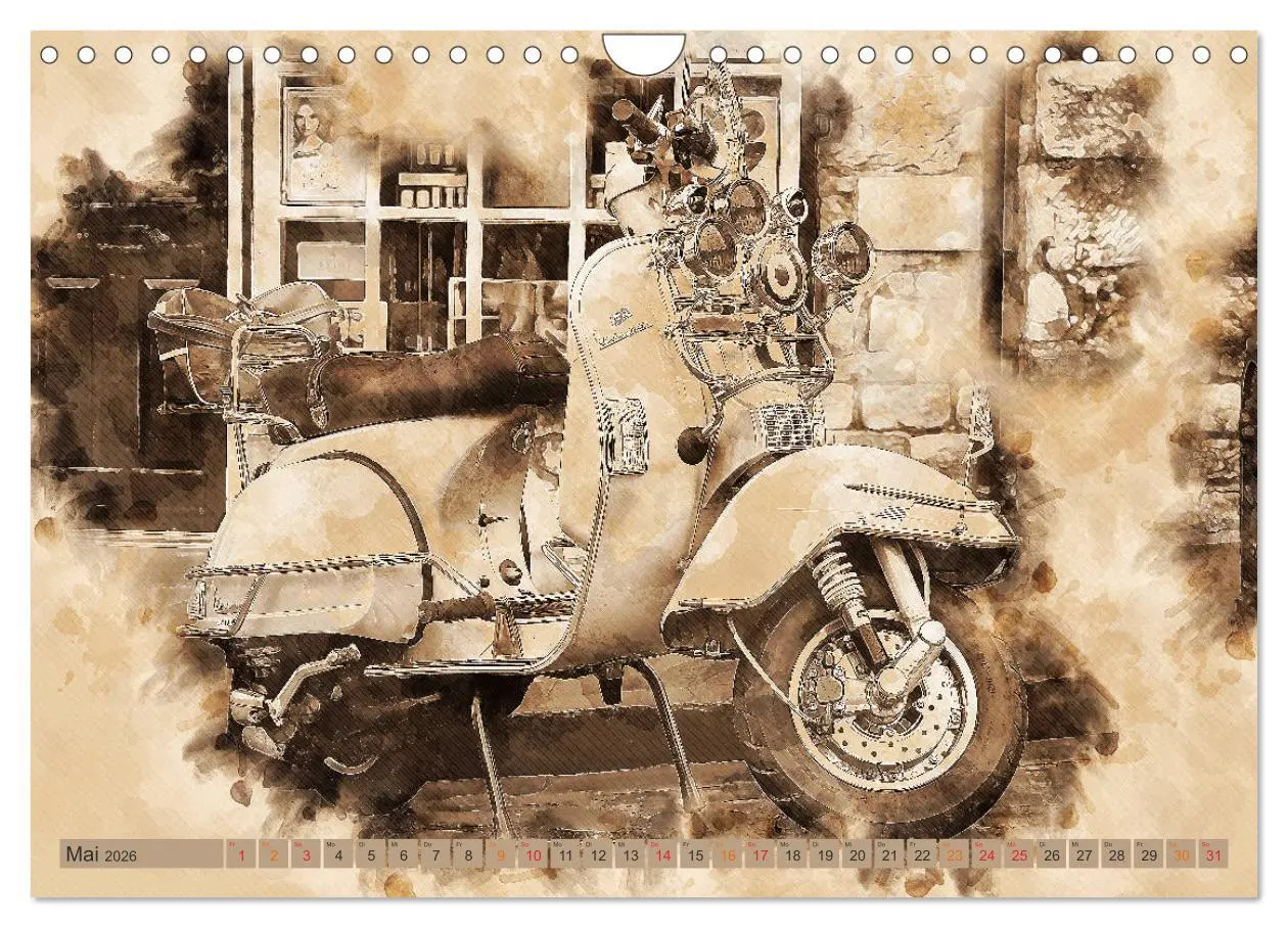 Bild: 9783457721452 | Mototrroller - Vesparade (Wandkalender 2026 DIN A4 quer), CALVENDO...