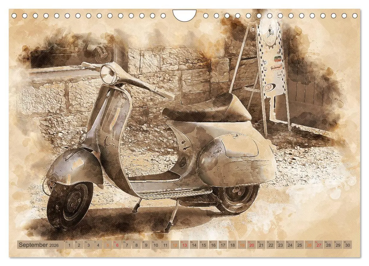 Bild: 9783457721452 | Mototrroller - Vesparade (Wandkalender 2026 DIN A4 quer), CALVENDO...