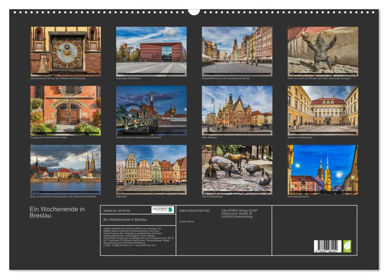 Bild: 9783457961452 | Ein Wochenende in Breslau (Wandkalender 2026 DIN A2 quer), CALVENDO...