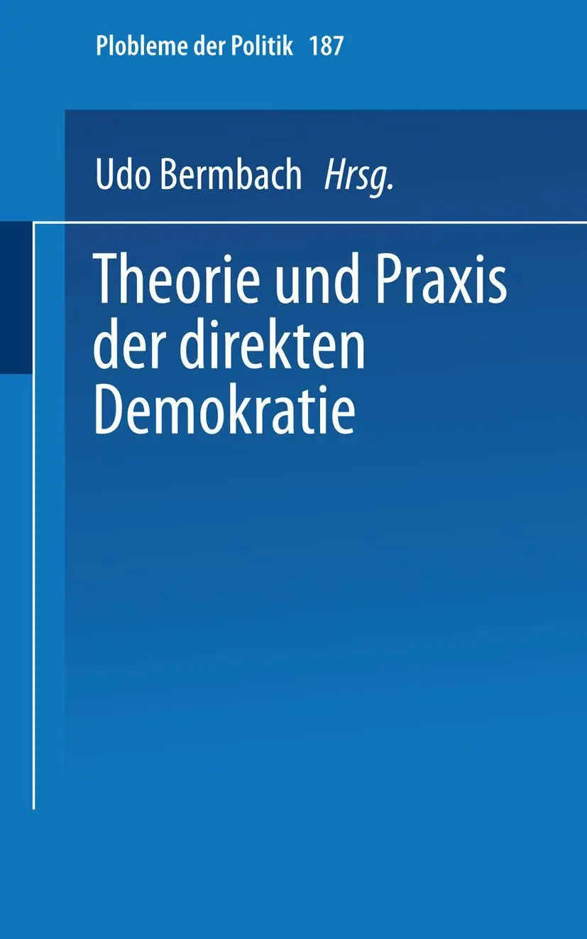 Cover: 9783531111452 | Theorie und Praxis der direkten Demokratie | Udo Bermbach | Buch | xii