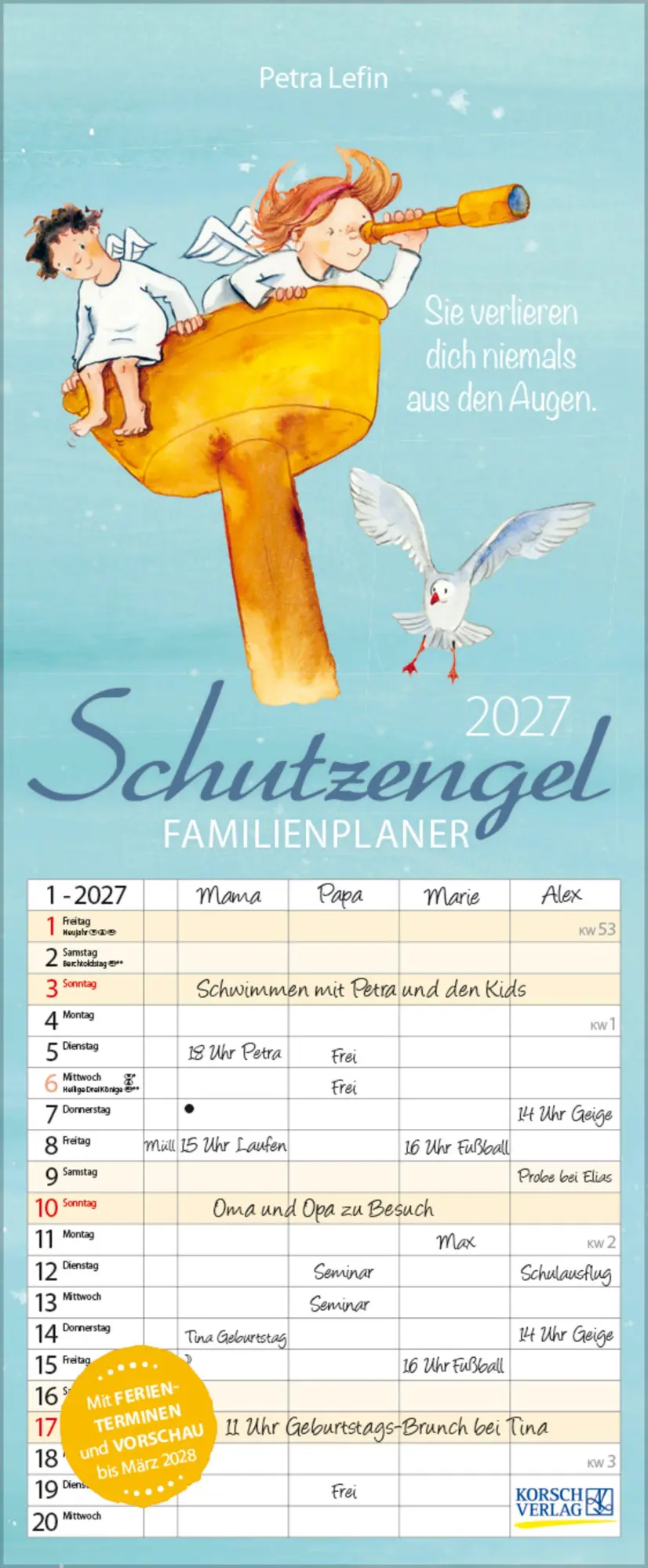 Cover: 9783819301452 | Familientimer Schutzengel 2027 | Verlag Korsch | Kalender | 14 S.