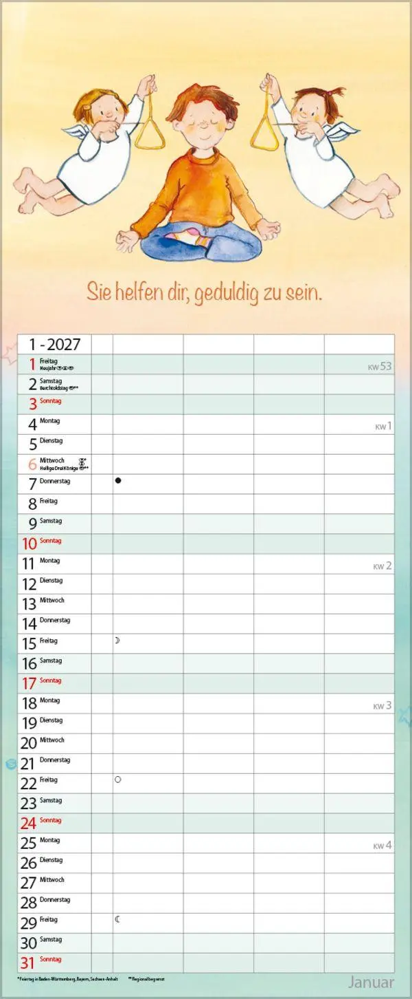 Bild: 9783819301452 | Familientimer Schutzengel 2027 | Verlag Korsch | Kalender | 14 S.