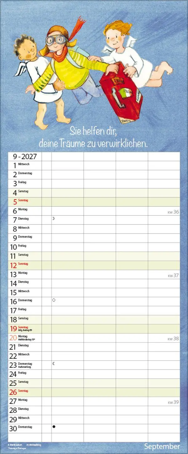 Bild: 9783819301452 | Familientimer Schutzengel 2027 | Verlag Korsch | Kalender | 14 S.