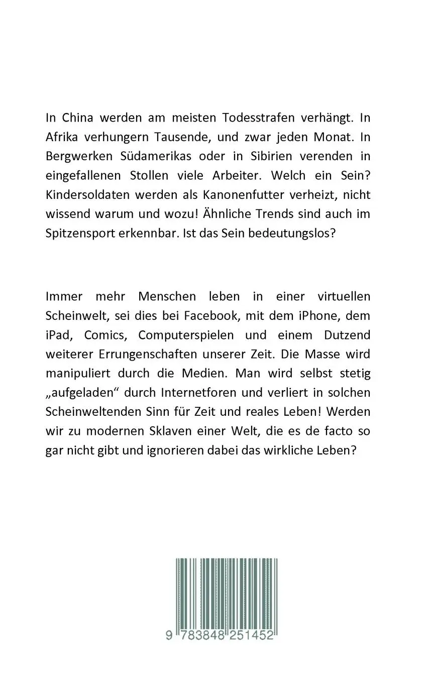 Rückseite: 9783848251452 | Bedeutungsloses Sein? Scheinwelten? | F. U. Ricardo | Taschenbuch