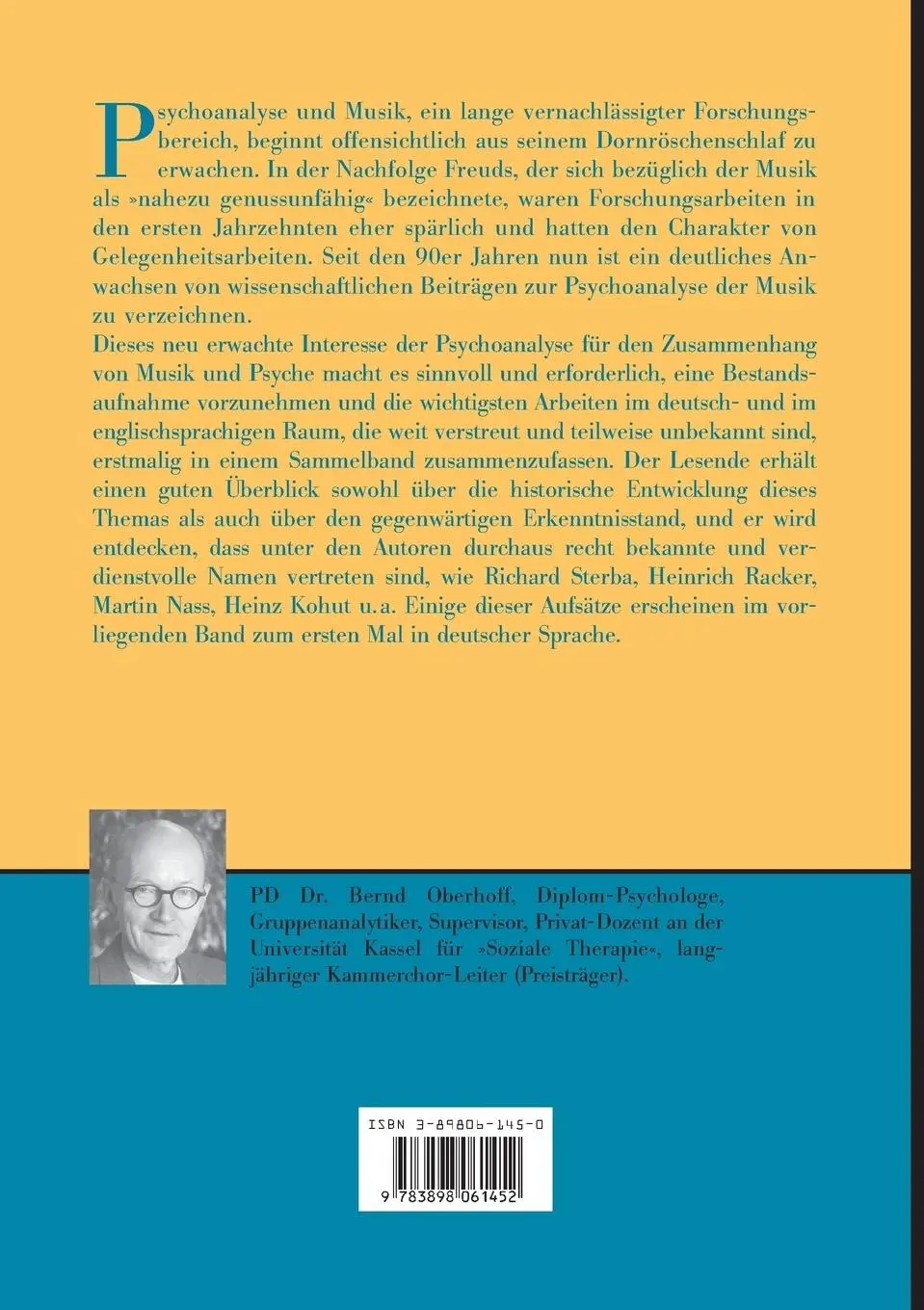Rückseite: 9783898061452 | Psychoanalyse und Musik | Bernd Oberhoff | Taschenbuch | Imago | 2002