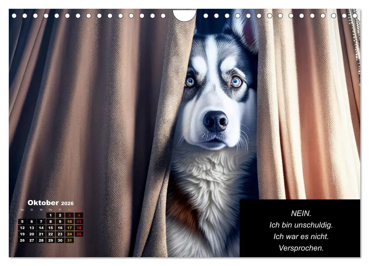Bild: 9783457331552 | Der tierisch lustige Husky Kalender (Wandkalender 2026 DIN A4...