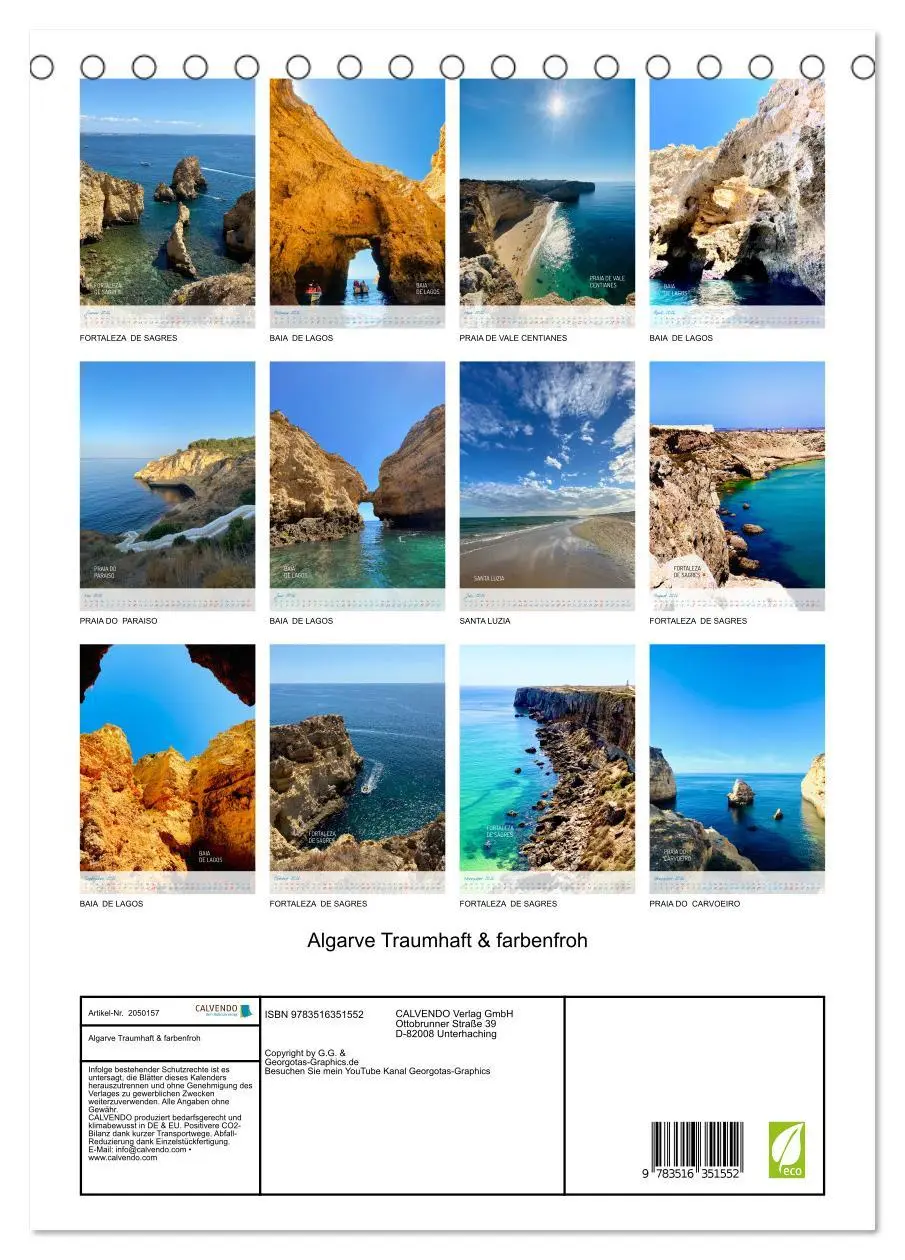 Bild: 9783516351552 | Algarve Traumhaft &amp; farbenfroh (Tischkalender 2026 DIN A5 hoch),...