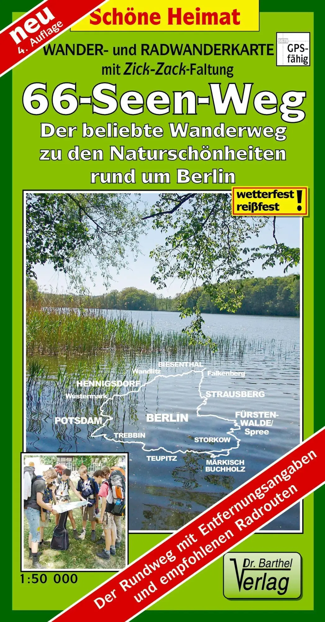 Cover: 9783895911552 | 66-Seen-Weg um Berlin 1 : 50 000 | (Land-)Karte | Schöne Heimat | 2 S.